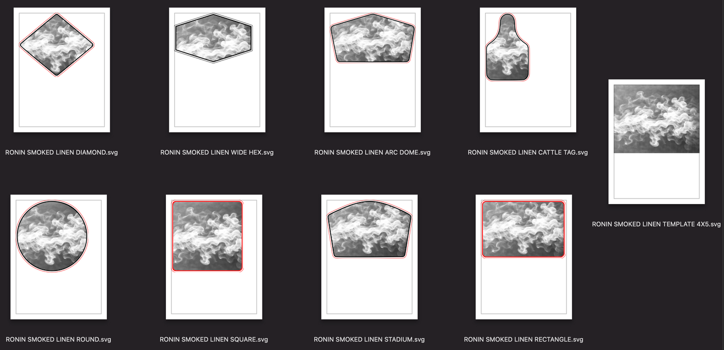 RONIN SMOKED LINEN – 8 Shapes w/ 4x5 Template - DIGITAL FILE