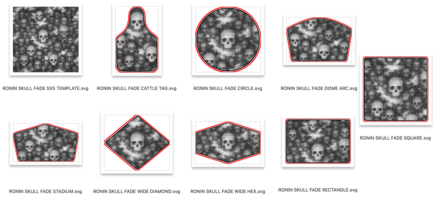 RONIN SKULL FADE – 8 Shapes w/ 5x5 Template - DIGITAL FILE