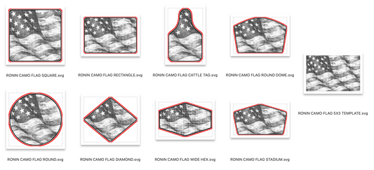 RONIN LINEN WAVING AMERICAN CAMO-FLAG - 8 Shapes w/ (1) 5x3 Template - Digital Download